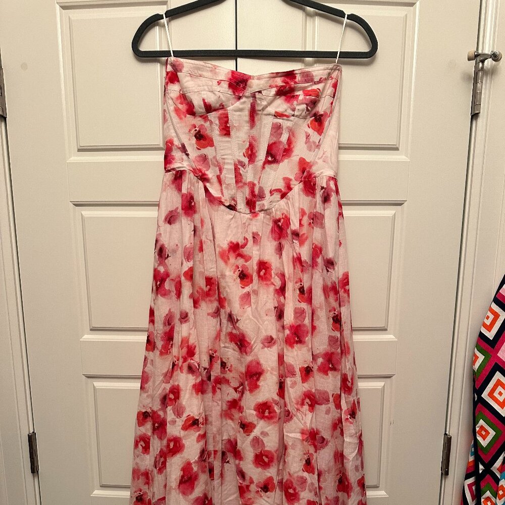 Bardot Lola pink floral corset dress